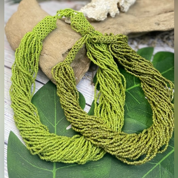 NEW Unique Artisan Hand Beaded Glass Beads Multi Strand Statement Necklace - Picture 1 of 12